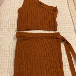 Two piece sweater top and skirt set